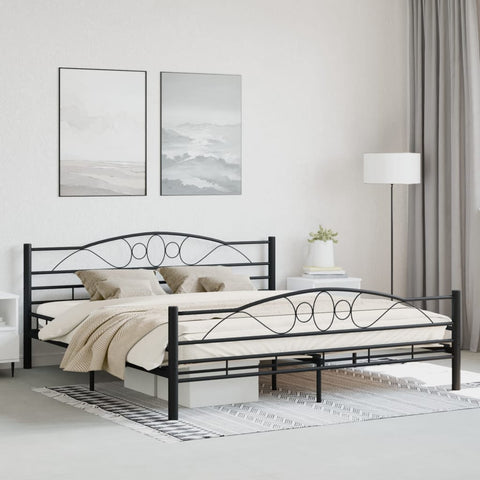 vidaXL Bed Frame without Mattress Black Steel 180x200 cm Super King