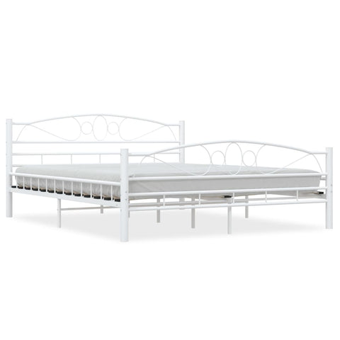 vidaXL Bed Frame with Headboard White 160x200 cm Metal