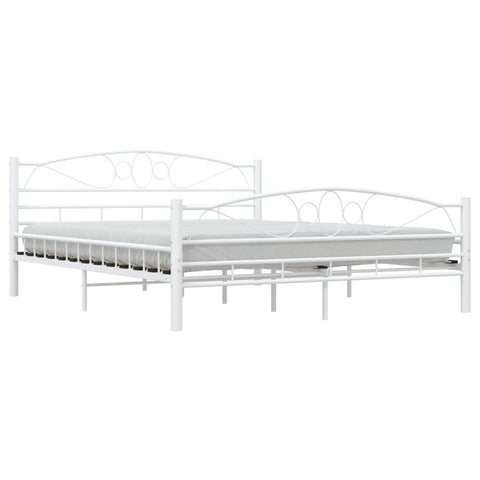 vidaXL Bed Frame with Headboard White 160x200 cm Metal