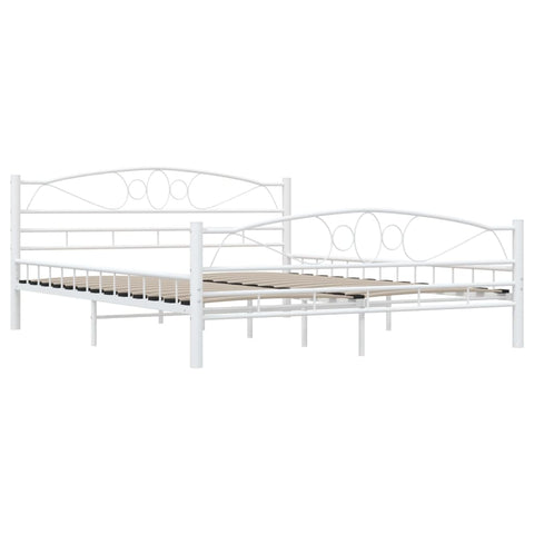 vidaXL Bed Frame with Headboard White 160x200 cm Metal