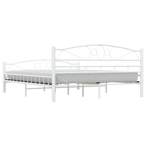 vidaXL Bed Frame with Headboard White 160x200 cm Metal
