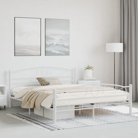 vidaXL Bed Frame with Headboard White 160x200 cm Metal