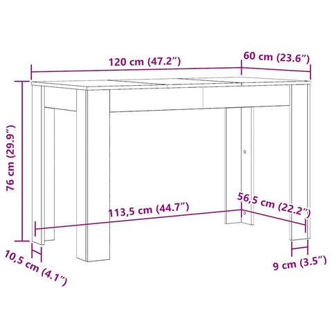 vidaXL Dining Table Black 120x60x76 cm Engineered Wood