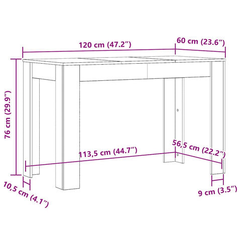 vidaXL Dining Table Concrete Grey 120x60x76 cm Engineered Wood