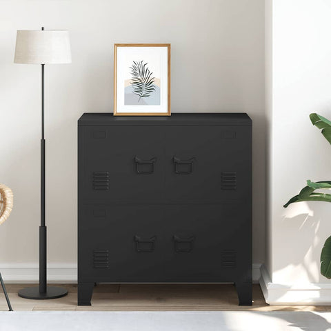 vidaXL Industrial Storage Chest Black 75x40x80 cm Steel