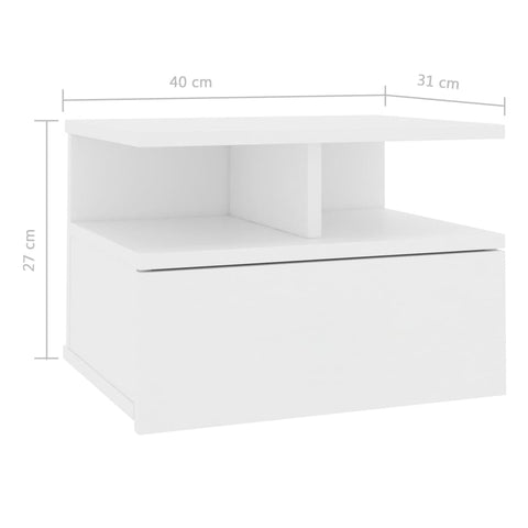 vidaXL Floating Nightstand White 40x31x27 cm Engineered Wood