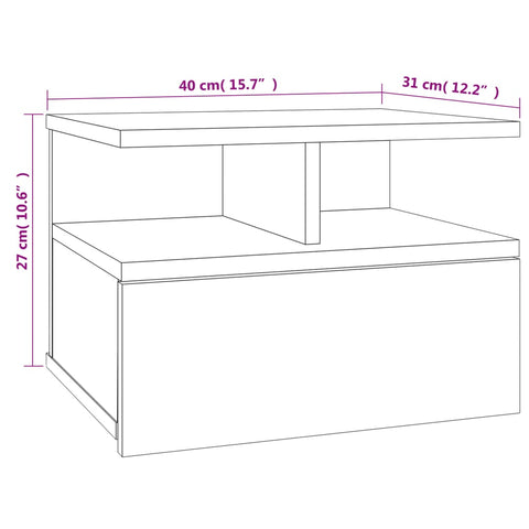 vidaXL Floating Nightstands 2 pcs Concrete Grey 40x31x27cm Engineered Wood