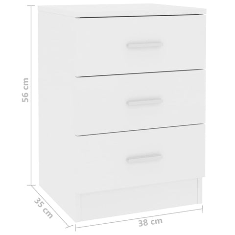 vidaXL Bedside Cabinets 2 pcs White 38x35x56 cm Engineered Wood
