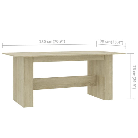 vidaXL Dining Table Sonoma Oak 180x90x76 cm Engineered Wood