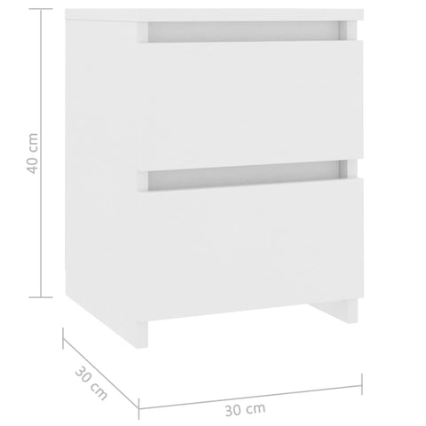 vidaXL Bedside Cabinet White 30x30x40 cm Engineered Wood