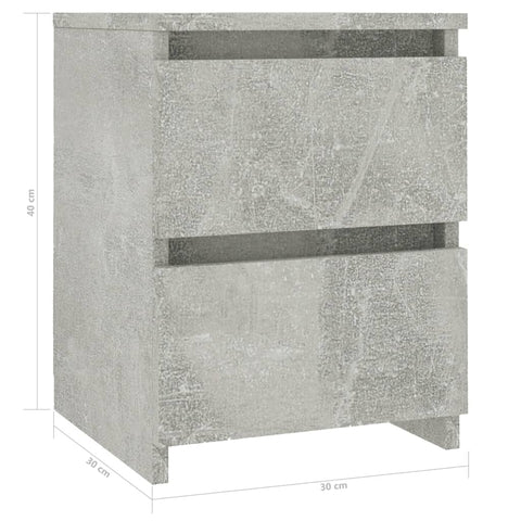vidaXL Bedside Cabinets 2 pcs Concrete Grey 30x30x40 cm Engineered Wood