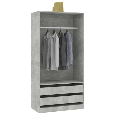 vidaXL Wardrobe Concrete Grey 100x50x200 cm Engineered Wood