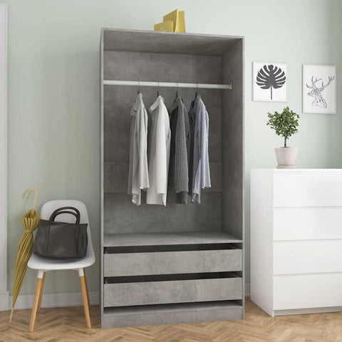 vidaXL Wardrobe Concrete Grey 100x50x200 cm Engineered Wood
