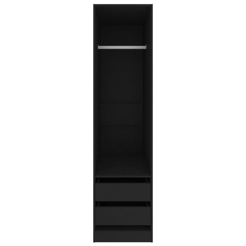 vidaXL Wardrobe with Drawers Black 50x50x200 cm Engineered Wood