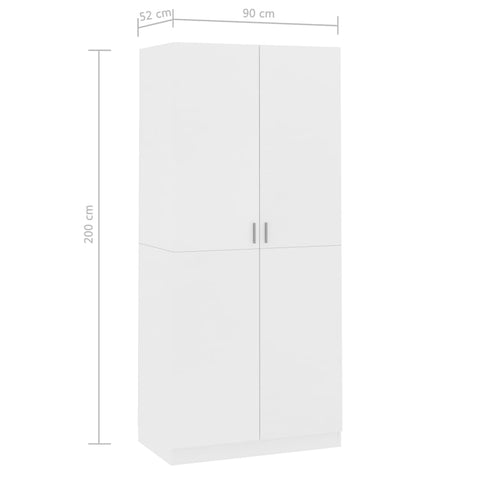 vidaXL Wardrobe White 90x52x200 cm Engineered Wood
