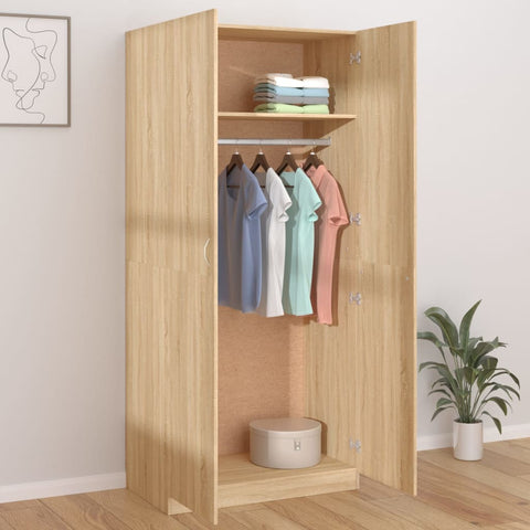 vidaXL Wardrobe Sonoma Oak 90x52x200 cm Engineered Wood