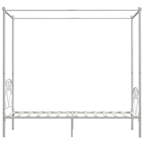 284427 vidaXL Canopy Bed Frame without Mattress White Metal 100x200 cm