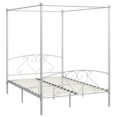 vidaXL Bed Frame without Mattress with Canopy White 160x200 cm Metal