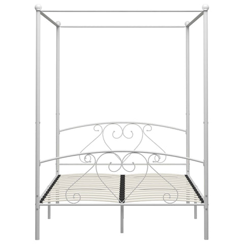 vidaXL Bed Frame without Mattress with Canopy White 160x200 cm Metal