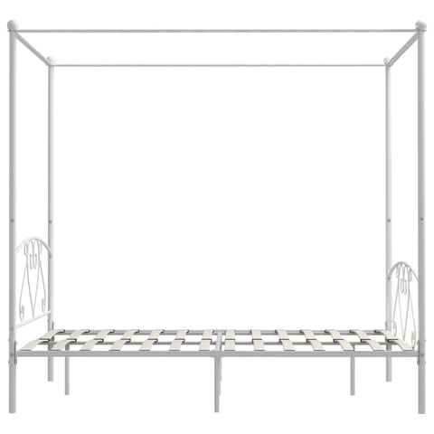 vidaXL Bed Frame without Mattress with Canopy White 160x200 cm Metal