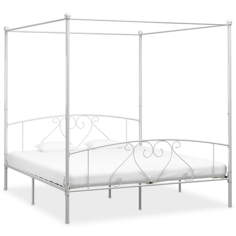 vidaXL Bed Frame without Mattress with Canopy White 180x200 cm Super King Metal