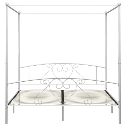 vidaXL Bed Frame without Mattress with Canopy White 180x200 cm Super King Metal