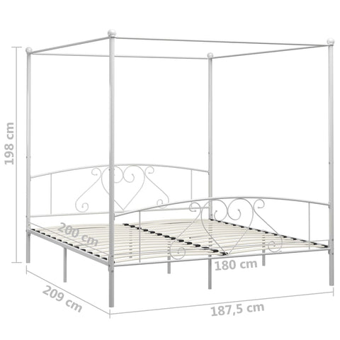 vidaXL Bed Frame without Mattress with Canopy White 180x200 cm Super King Metal