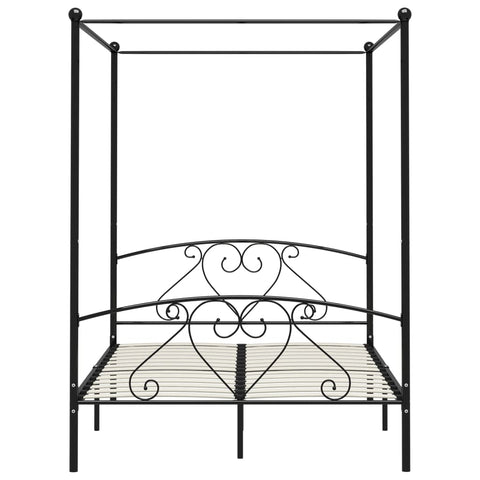 vidaXL Bed Frame without Mattress with Canopy Black 140x200 cm Metal
