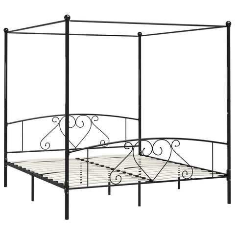 vidaXL Bed Frame without Mattress with Canopy Black 200x200 cm Metal