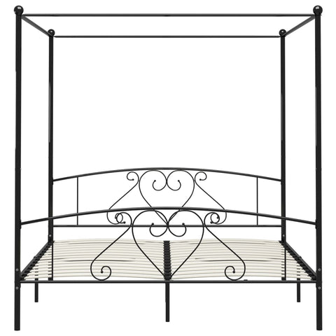vidaXL Bed Frame without Mattress with Canopy Black 200x200 cm Metal