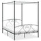 284443 vidaXL Canopy Bed Frame without Mattress Grey Metal 140x200 cm