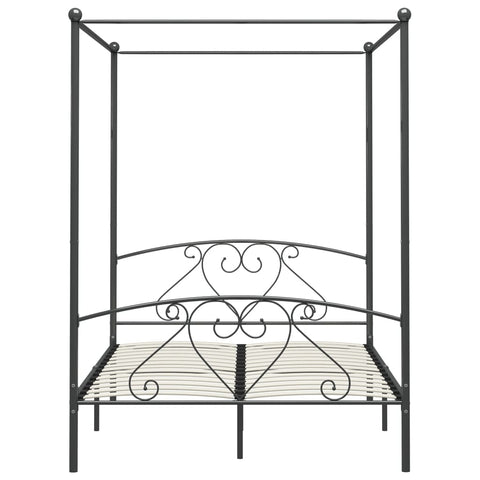 284443 vidaXL Canopy Bed Frame without Mattress Grey Metal 140x200 cm