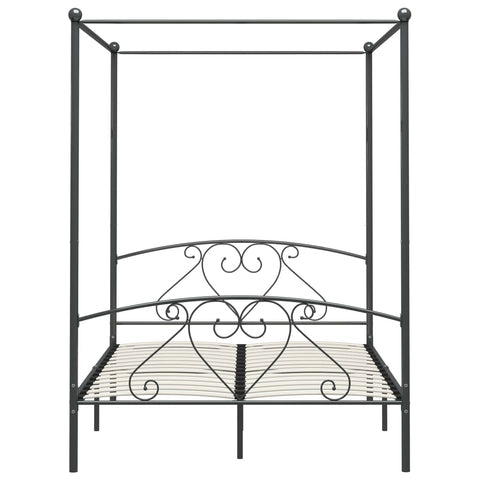 284444 vidaXL Canopy Bed Frame without Mattress Grey Metal 160x200 cm