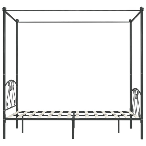 284444 vidaXL Canopy Bed Frame without Mattress Grey Metal 160x200 cm