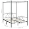 284444 vidaXL Canopy Bed Frame without Mattress Grey Metal 160x200 cm