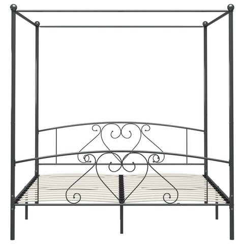 284445 vidaXL Canopy Bed Frame without Mattress Grey Metal 180x200 cm Super King