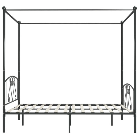 284445 vidaXL Canopy Bed Frame without Mattress Grey Metal 180x200 cm Super King