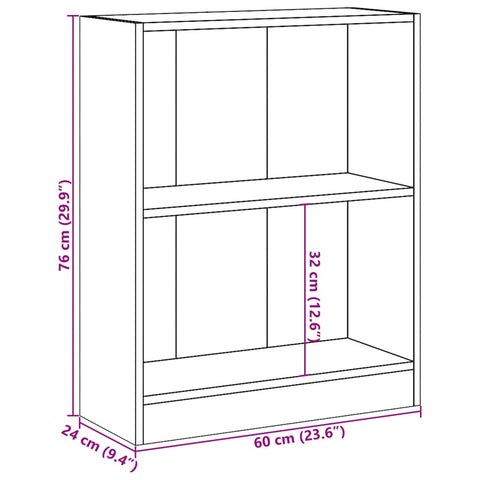 vidaXL Bookshelf Black 60x24x76 cm Engineered Wood