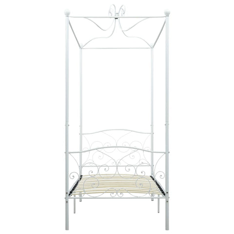 284468 vidaXL Canopy Bed Frame without Mattress White Metal 90x200 cm