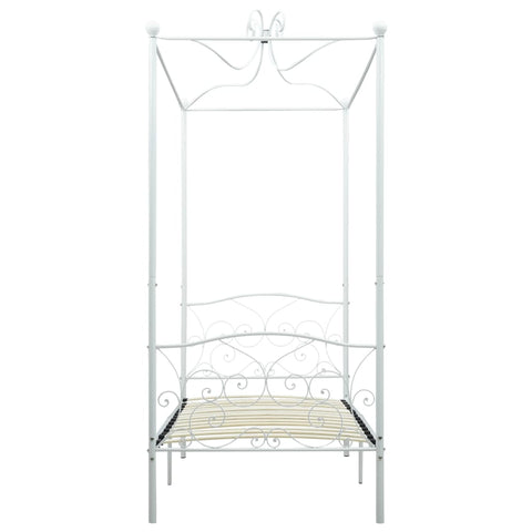 284469 vidaXL Canopy Bed Frame without Mattress White Metal 100x200 cm