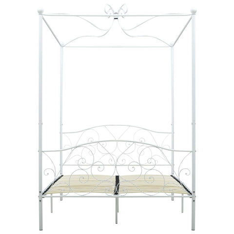 284470 vidaXL Canopy Bed Frame without Mattress White Metal 120x200 cm