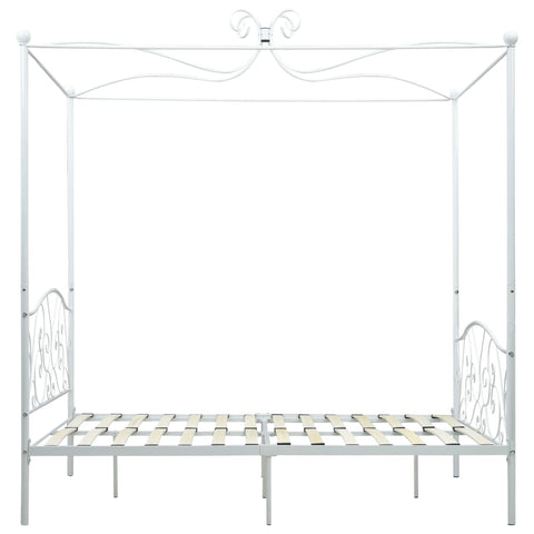 284470 vidaXL Canopy Bed Frame without Mattress White Metal 120x200 cm