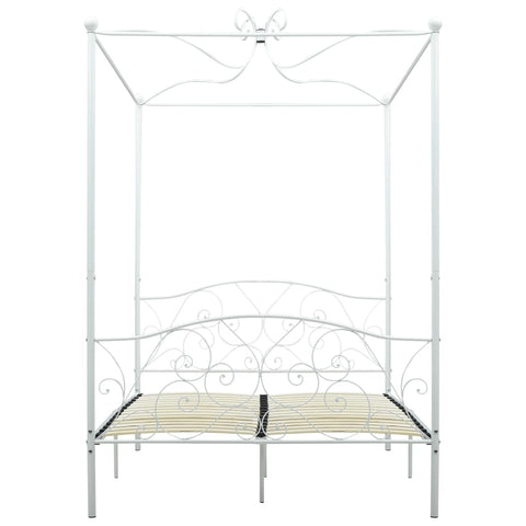 vidaXL Bed Frame without Mattress with Canopy White 140x200 cm Metal