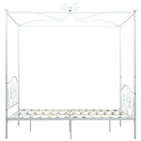 vidaXL Bed Frame without Mattress with Canopy White 140x200 cm Metal