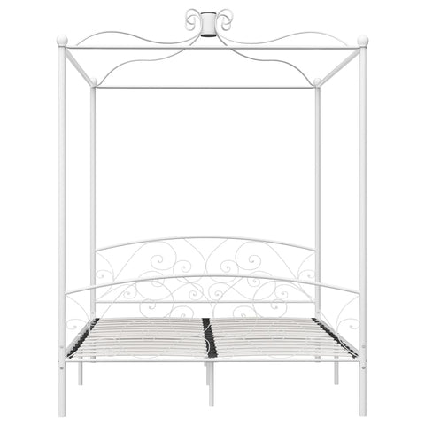 vidaXL Bed Frame without Mattress with Canopy White 160x200 cm Metal