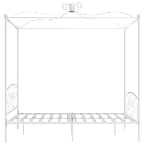 vidaXL Bed Frame without Mattress with Canopy White 160x200 cm Metal