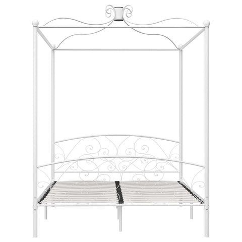 284473 vidaXL Canopy Bed Frame without Mattress White Metal 180x200 cm Super King
