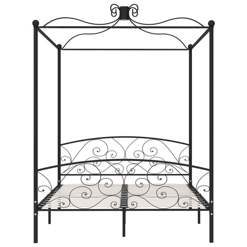284478 vidaXL Canopy Bed Frame without Mattress Black Metal 160x200 cm