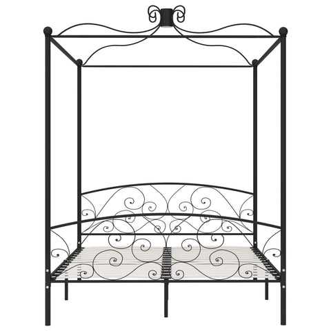 284479 vidaXL Canopy Bed Frame without Mattress Black Metal 180x200 cm Super King