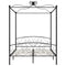 284479 vidaXL Canopy Bed Frame without Mattress Black Metal 180x200 cm Super King